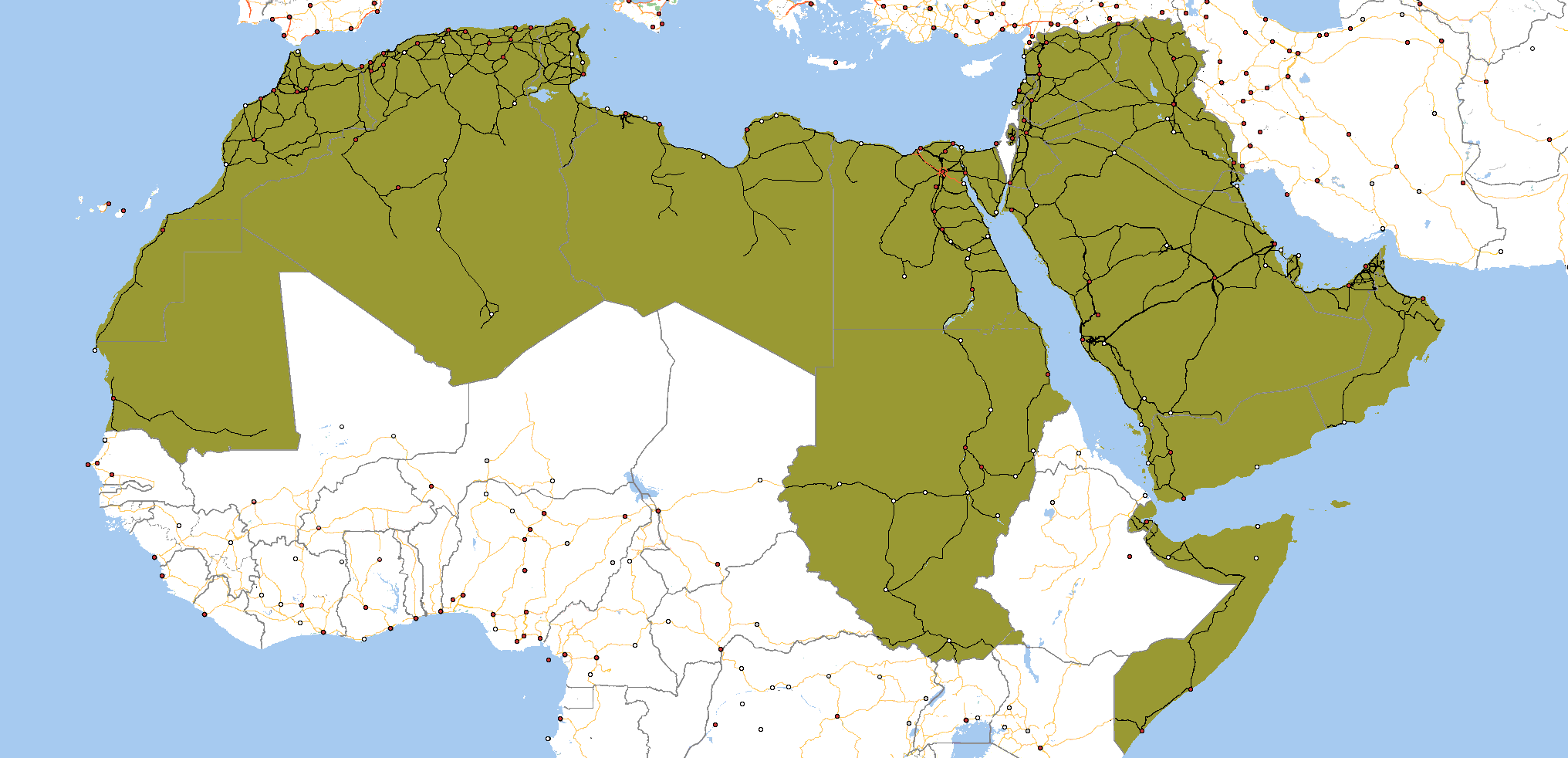 Highways and Roads in the States of the Arab League