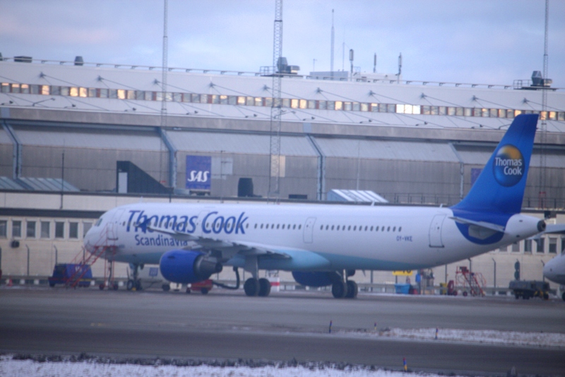 One of Thomas Cook Scandinavia's Airbus A321 at Stockholm-Arlanda Airport.