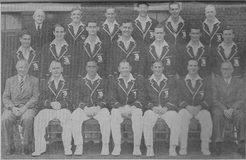 The MCC touring team in Australian in 1950-51 (from left to right): Rear Row: Bill Ferguson (scorer), Bob Berry, Arthur McIntyre (wk), Trevor Bailey, Gilbert Parkhouse and Eric Hollies; Middle Row: John Dewes, David Sheppard, John Warr, Alec Bedser, Brian Simpson, Reg Simpson and Doug Wright; and Front Row: Brigadier Michael Green (manager), Cyril Washbrook, Denis Compton (vc), Freddie Brown (c), Len Hutton, Godfrey Evans (wk) and John Nash (assistant-manager).