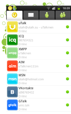 Mane page of uTalk Android v.4.0