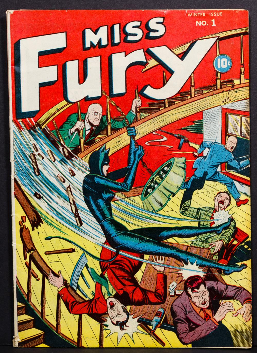 Miss Fury, on the cover of issue #1. Art by Alex Schomburg.