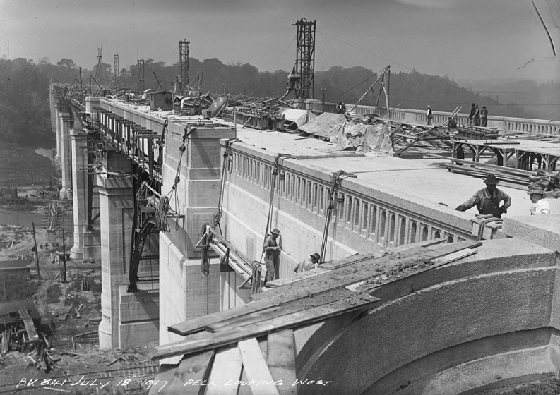 Construction of the Prince Edward Viaduct, a project overseen by Harris while Commissioner of Works