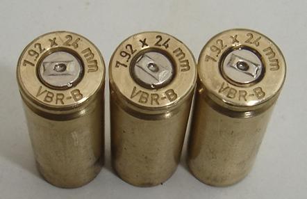 The original VBR-Belgium 7.92×24mm cases fired out the Glock-VBR 7.92.