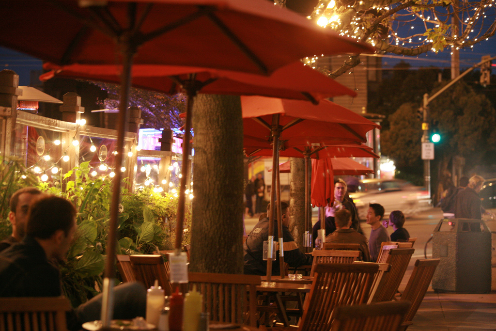 Cafe Flore sidewalk seating on Noe Street at Market in 2006