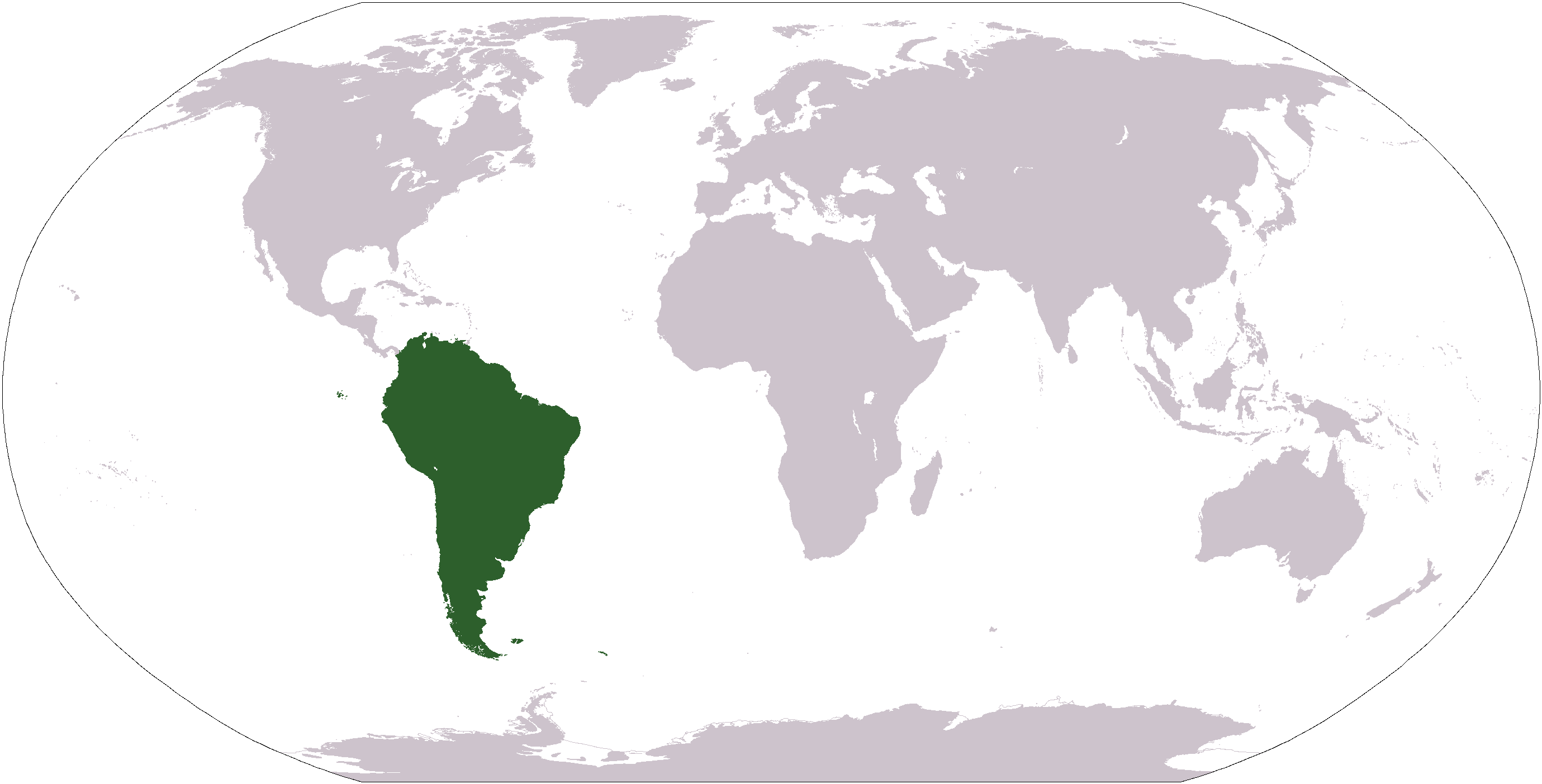 World map showing South America World map showing South America