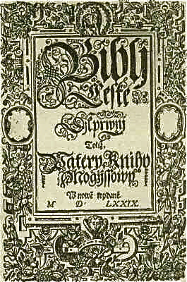 Front cover of the first volume of the Bible of Kralice
