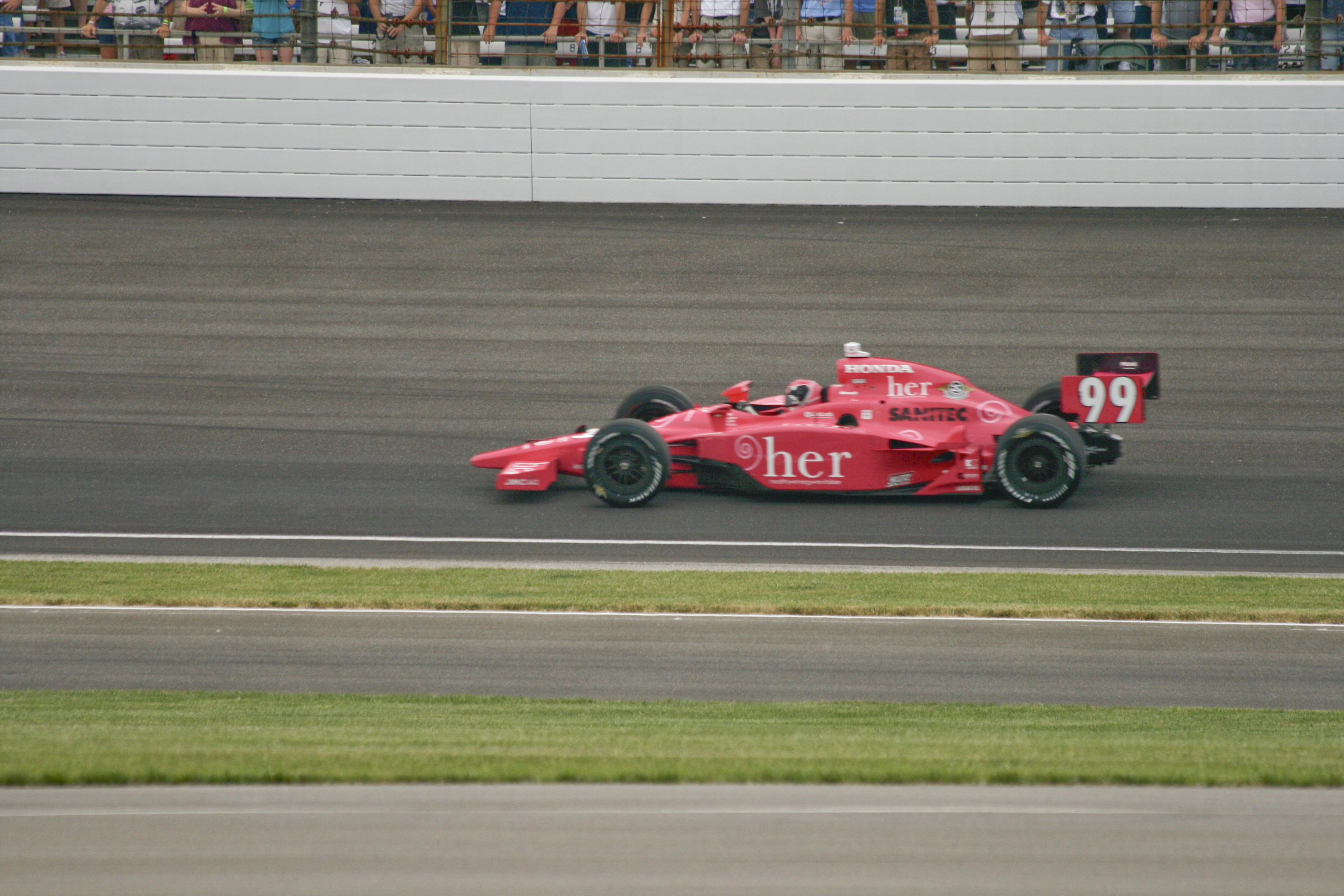 Lloyd driving in the 2009 Indy 500.