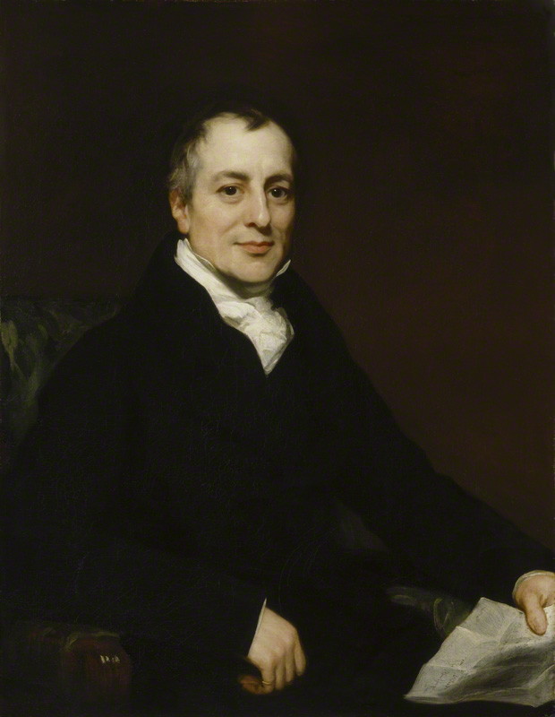 Portrait of David Ricardo by Thomas Phillips, circa 1821. This painting shows Ricardo, aged 49, just two years before his relatively early death.