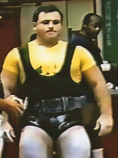Frank Shannon preparing to lift at a meet in 1991.
