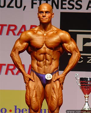A male with defined muscle structure.