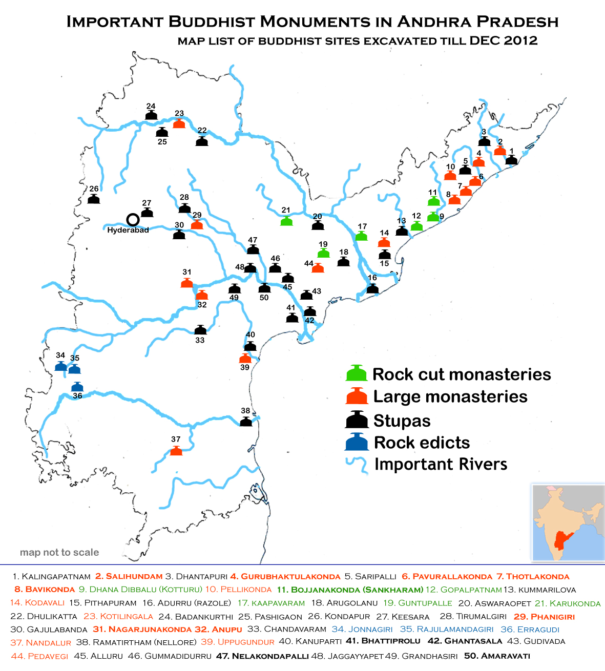Guntur district consists of many Buddhist monuments and sites in Andhra Pradesh
