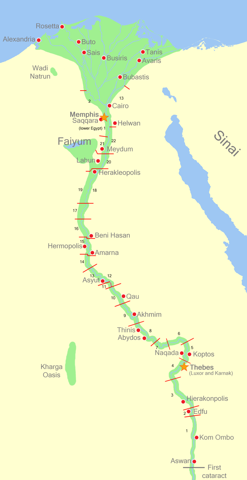 The nomes of Ancient Egypt, in upper Egypt