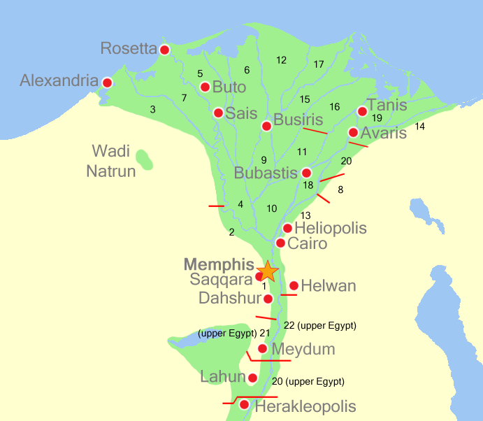 The nomes of Ancient Egypt, in lower Egypt