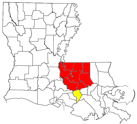 Location of the Baton Rouge-Pierre Part CSA and its components:  