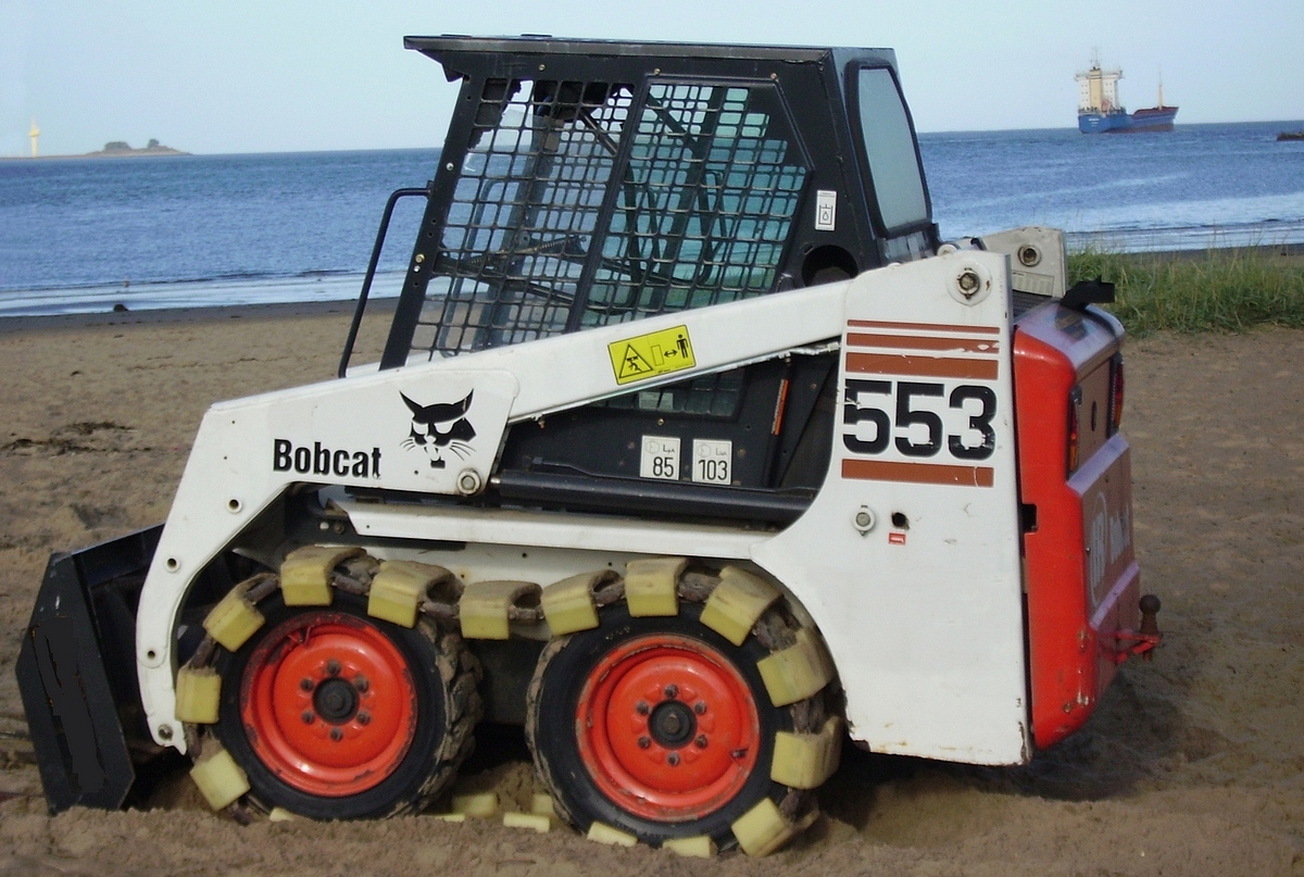 A Bobcat skid-steer loader