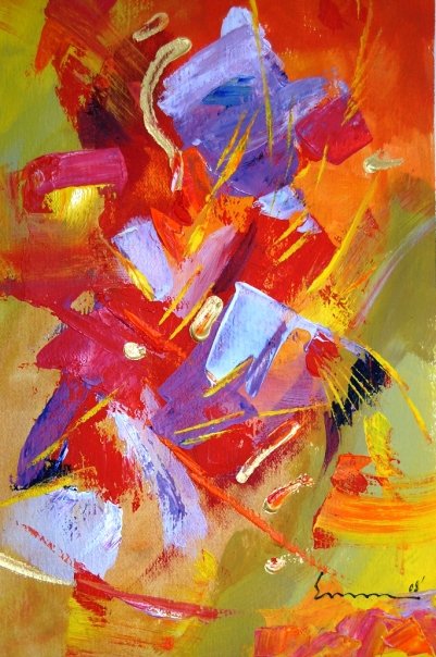 Emm's first abstract art work: 24x16 acrylic on canvas.