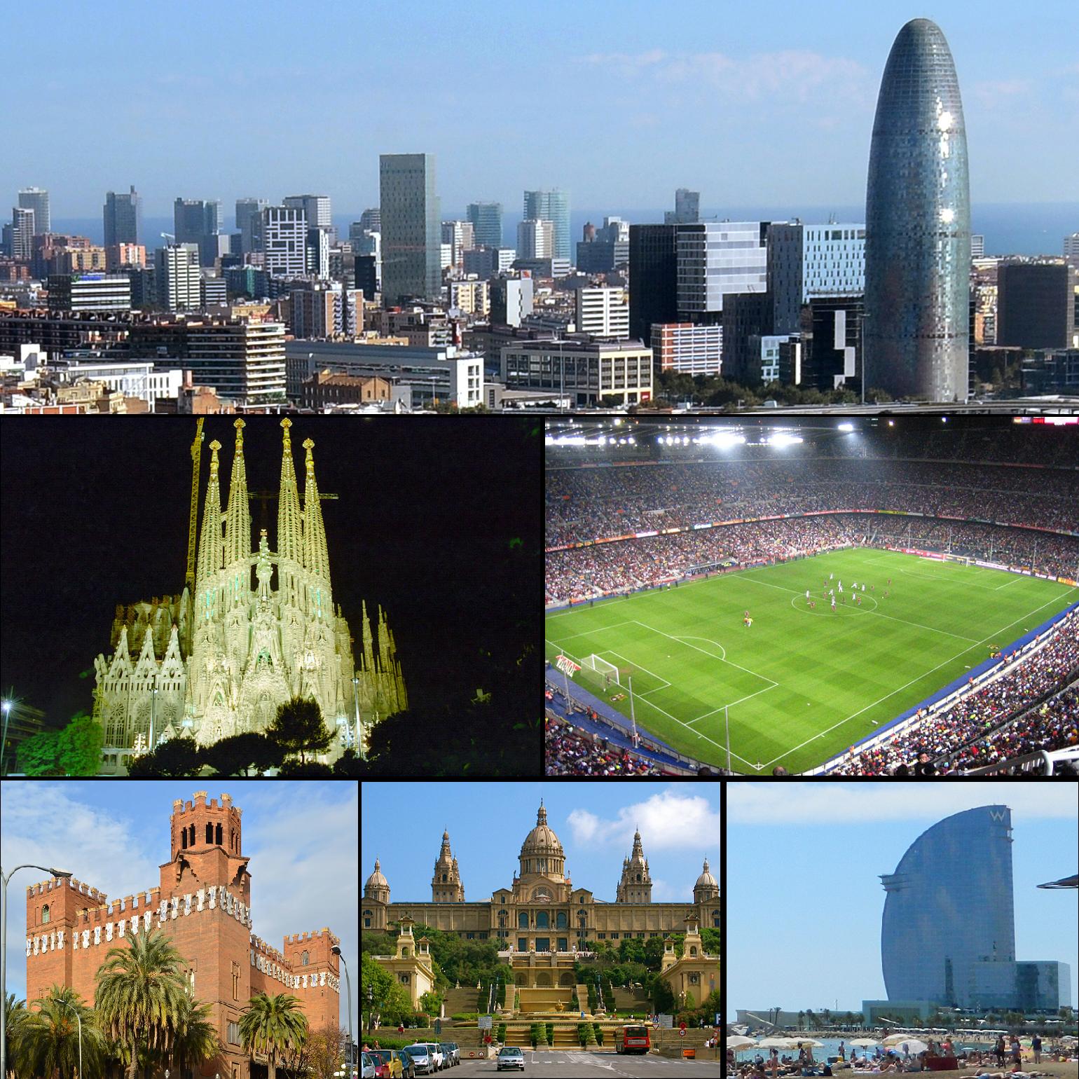 Barcelona: "22@" business district, Sagrada Família, Camp Nou stadium, The Castle of the Three Dragons, Palau Nacional, W Barcelona hotel