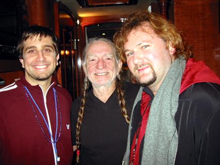 Thaler with Willie Nelson performing at the 2005 Super Bowl in Jacksonville, Florida