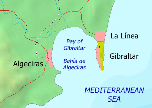 Map of the Bay of Gibraltar.