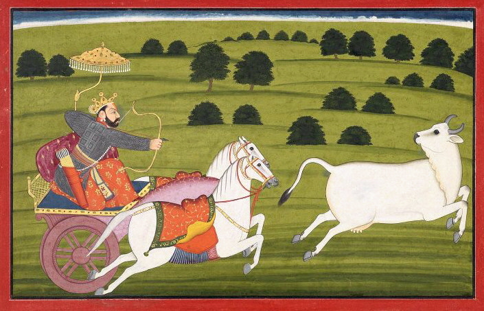 Lord Prithu chasing mother Dhara (earth)
