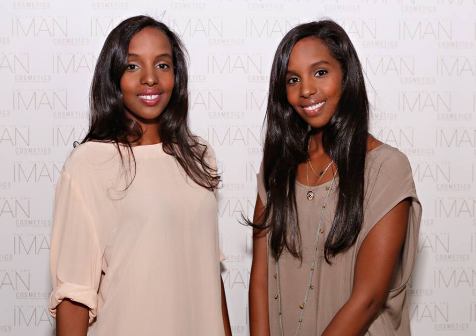 Mataano founders Ayaan and Idyl Mohallim at an event for Iman's cosmetic line (2013)