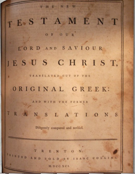 Isaac Collins's 1791 bible, the first American "family bible" published