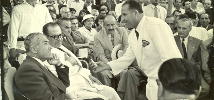  Sitting Front Row From Left to Right, Parliament Speaker Adel Osseiran, Minister Youssef Salem, and the Honorable Mr. Khalil S. Hawayek.