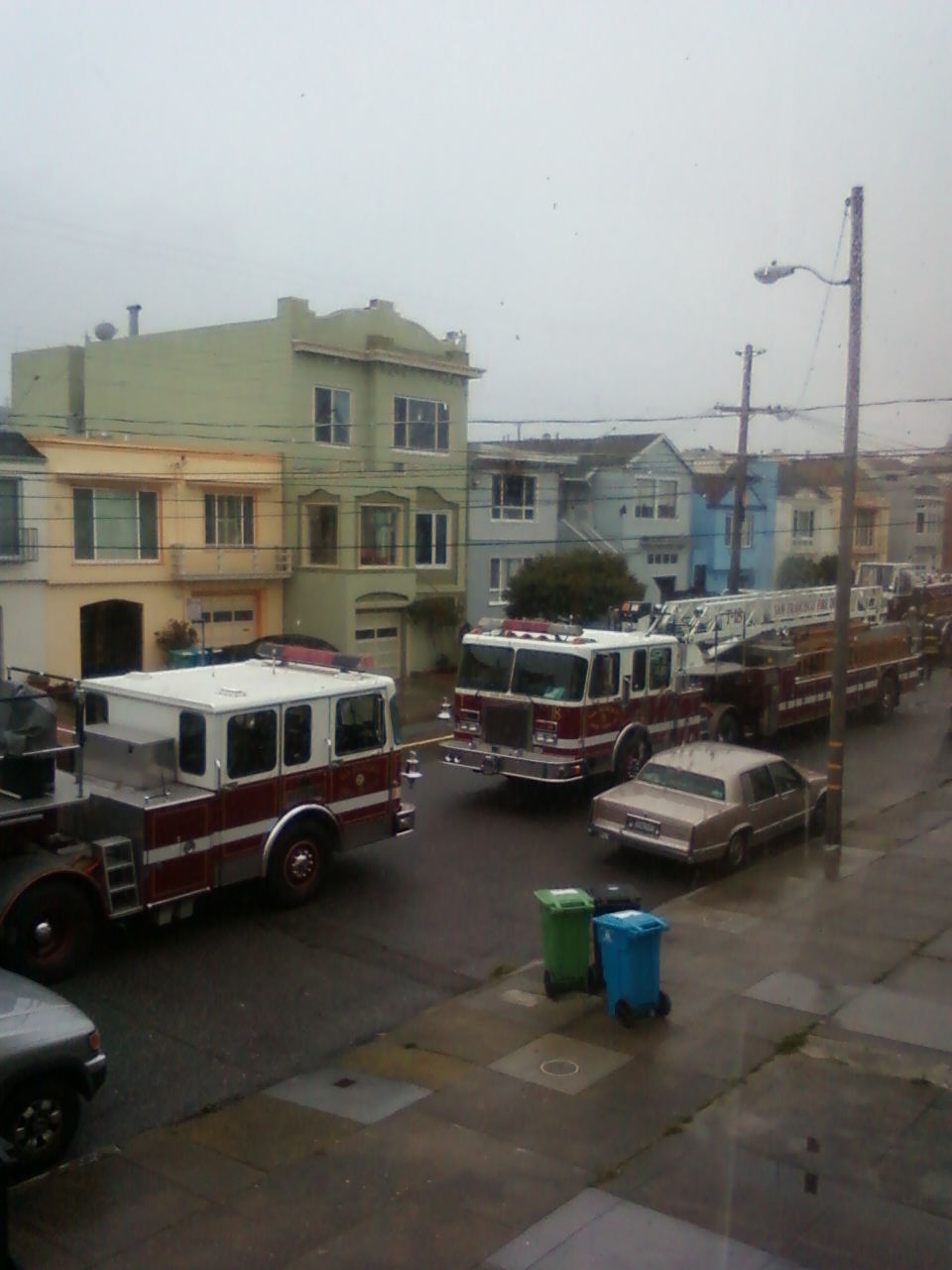 Two SFFD Truck Companies at the scene of a 4th Alarm Fire on 41st Ave. in the Sunset District