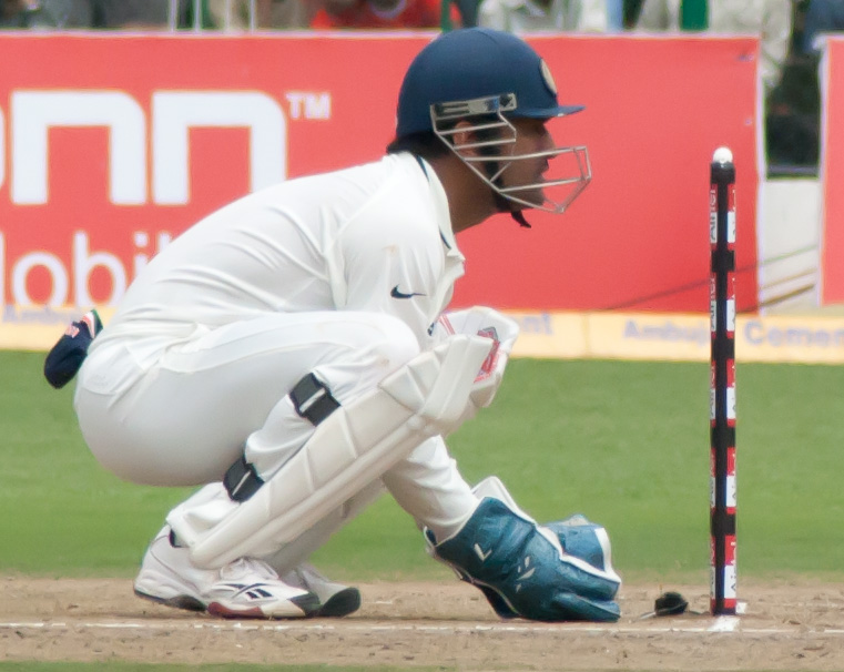 Dhoni behind the stumps