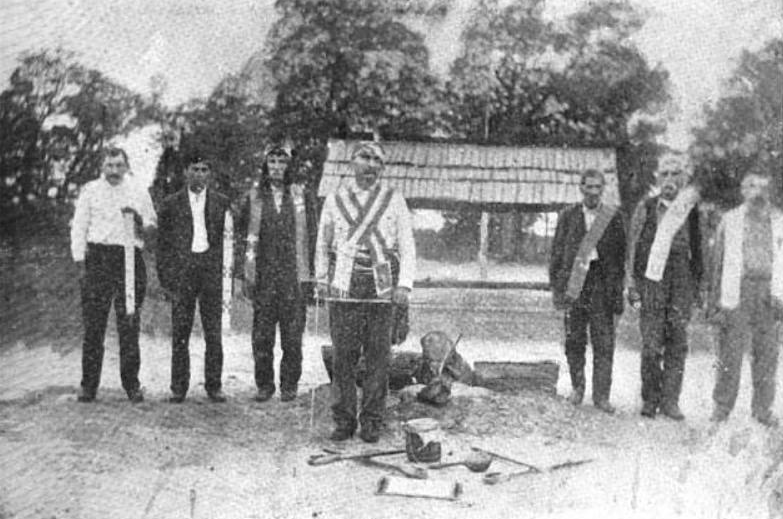 The Council of the Keetoowah Nighthawk Society, 1916. The Council of the Keetoowah Nighthawk Society, 1916.