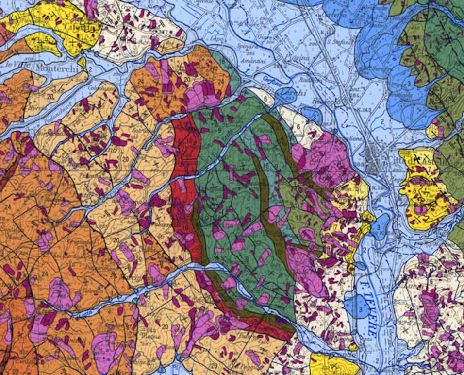 Photo-geological and landslide map for an area in Central Italy|alt=Photo-geological and landslide map for an area in Central Italy