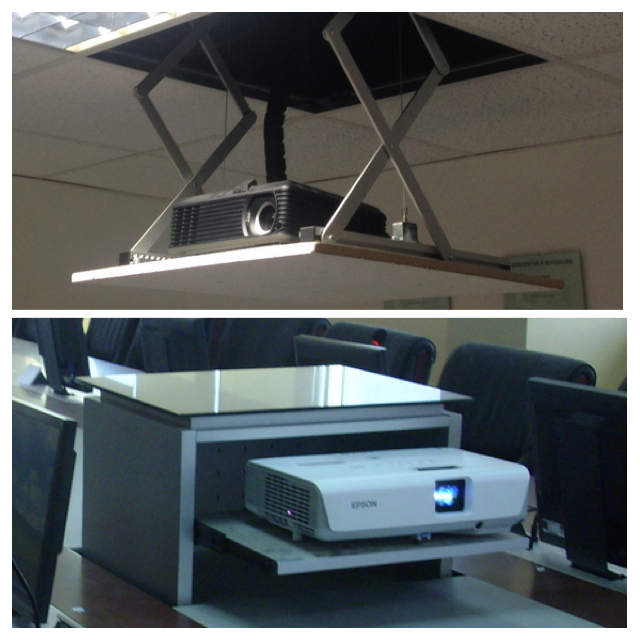Projector-Lift system - ceiling & table integration
