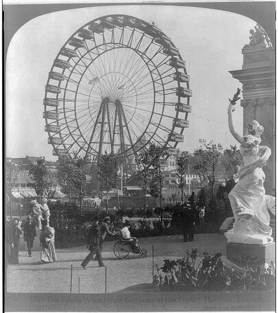 The Ferris Wheel, St. Louis World's Fair, 1904. At the age of 82, Blue Horse regularly rode the giant observation wheel, and to the delight of the crowds, ascended the sky above in a captive air balloon.