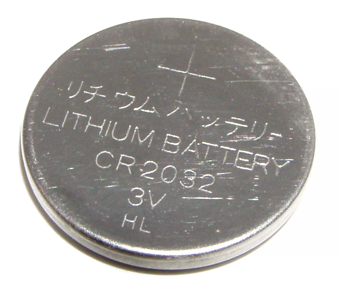 CR2032 lithium button cell battery