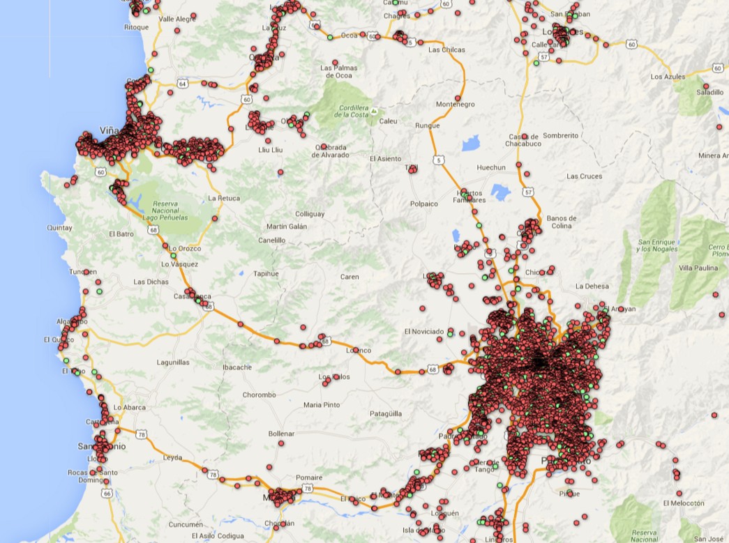 Smartphone network in Santiago area on December 5, 2015 Smartphone network in Santiago area on December 5, 2015