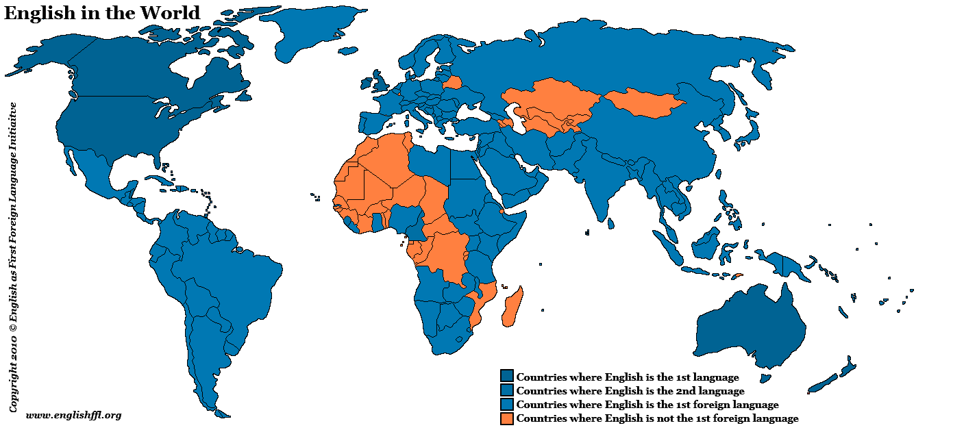 The status of the English language in the World in 2010