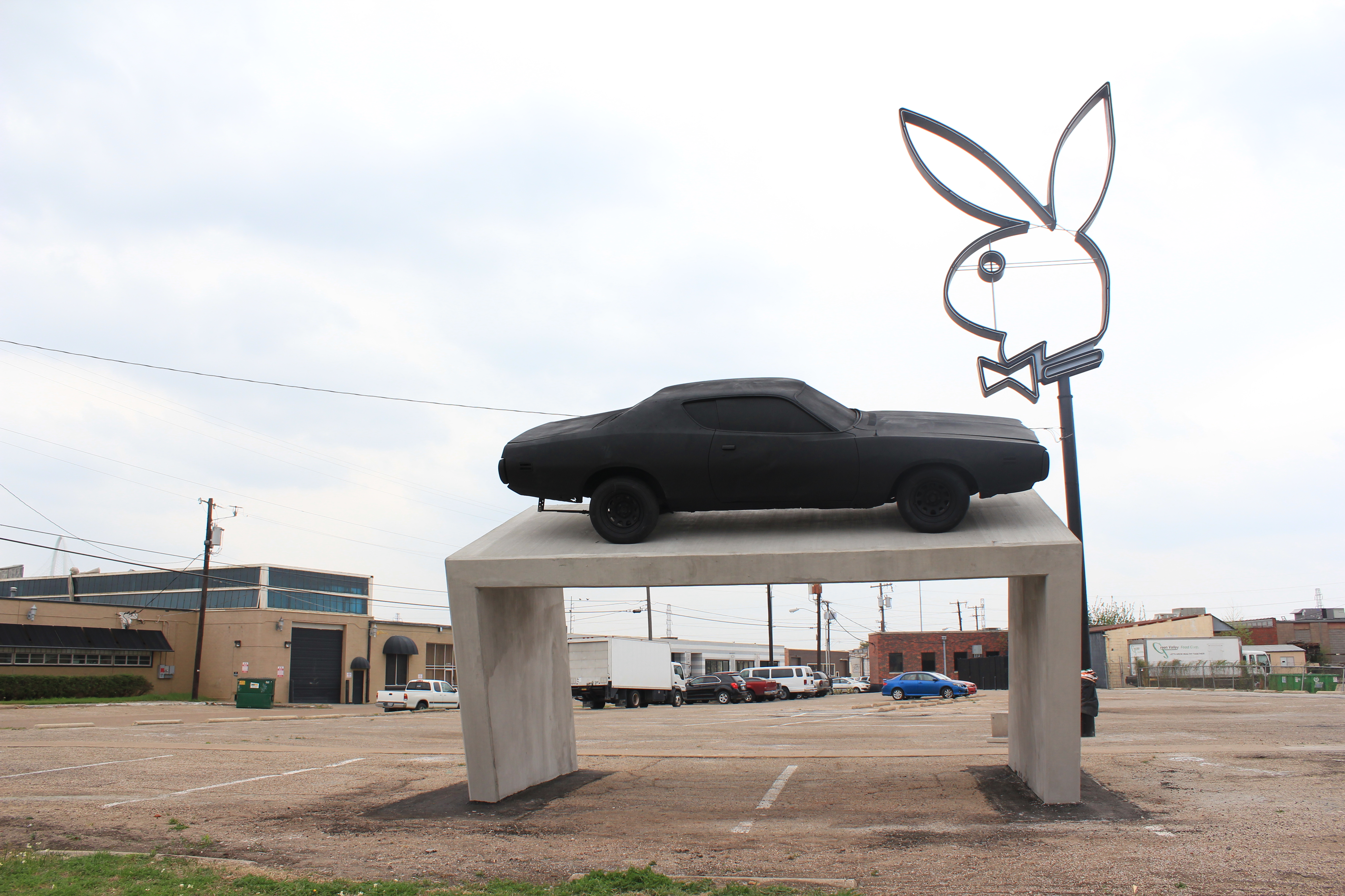 Richard Phillips' Playboy Marfa sculpture, installed at Dallas Contemporary.