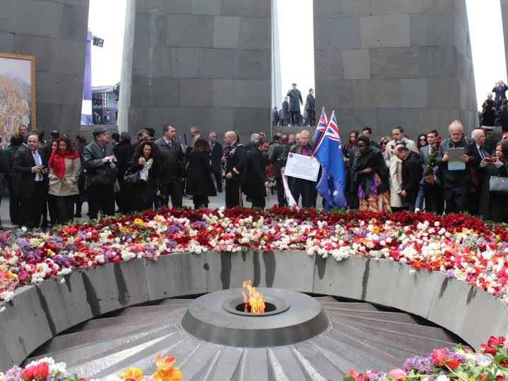 Protest at Tsitsernakaberd, Armenia.
