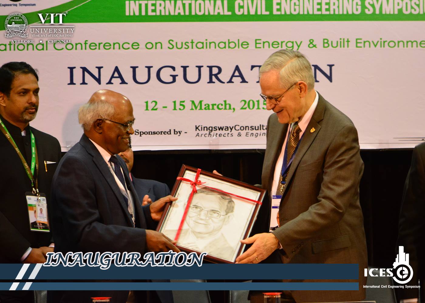 Dr. Robert Stevens receiving his portrait during Inaugural function of ICES' 15. Dr. Robert Stevens receiving his portrait during Inaugural function of ICES' 15.