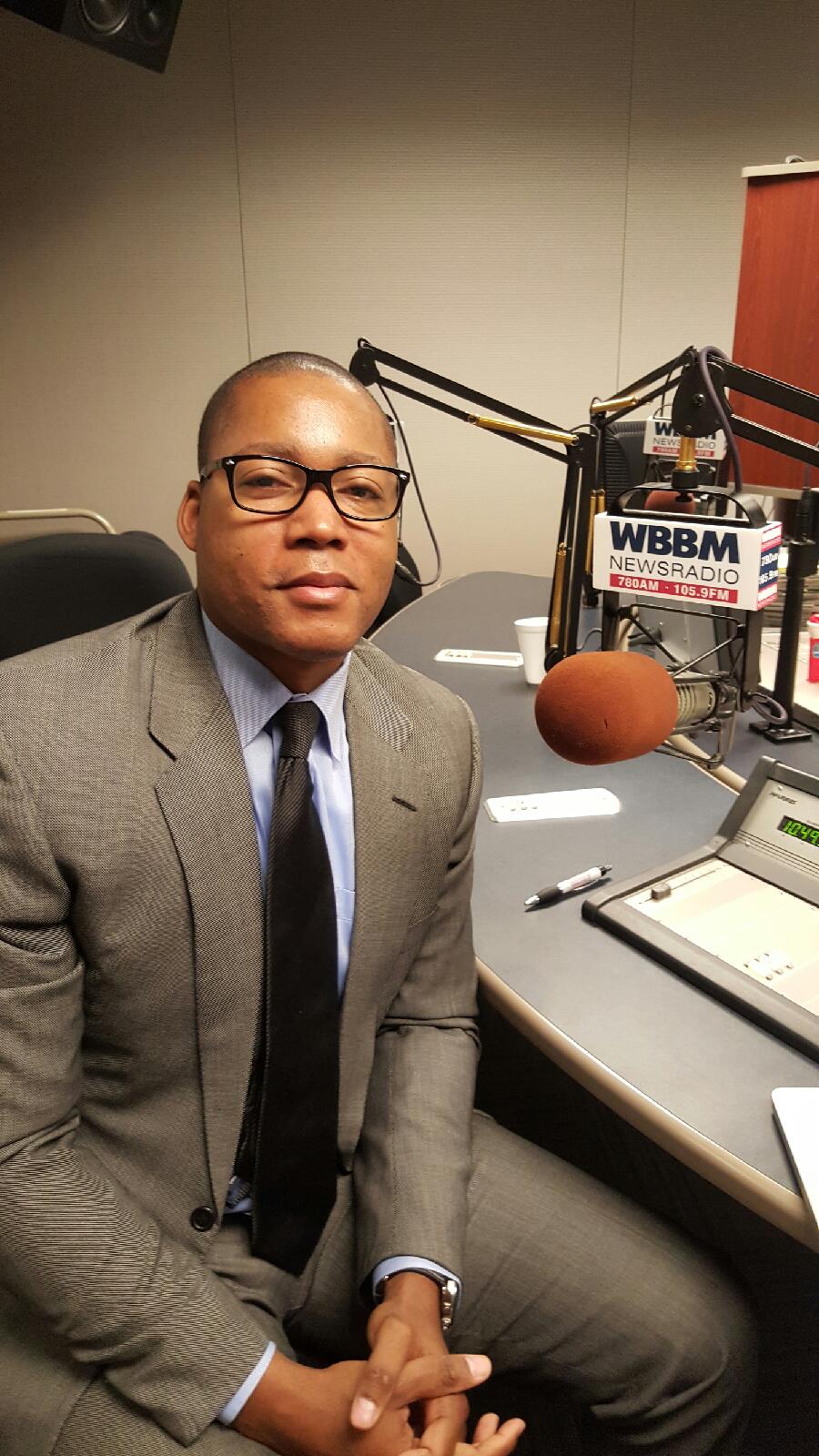 Jones after an appearance on 'At Issue,' WBBM Newsradio, CBS Chicago.