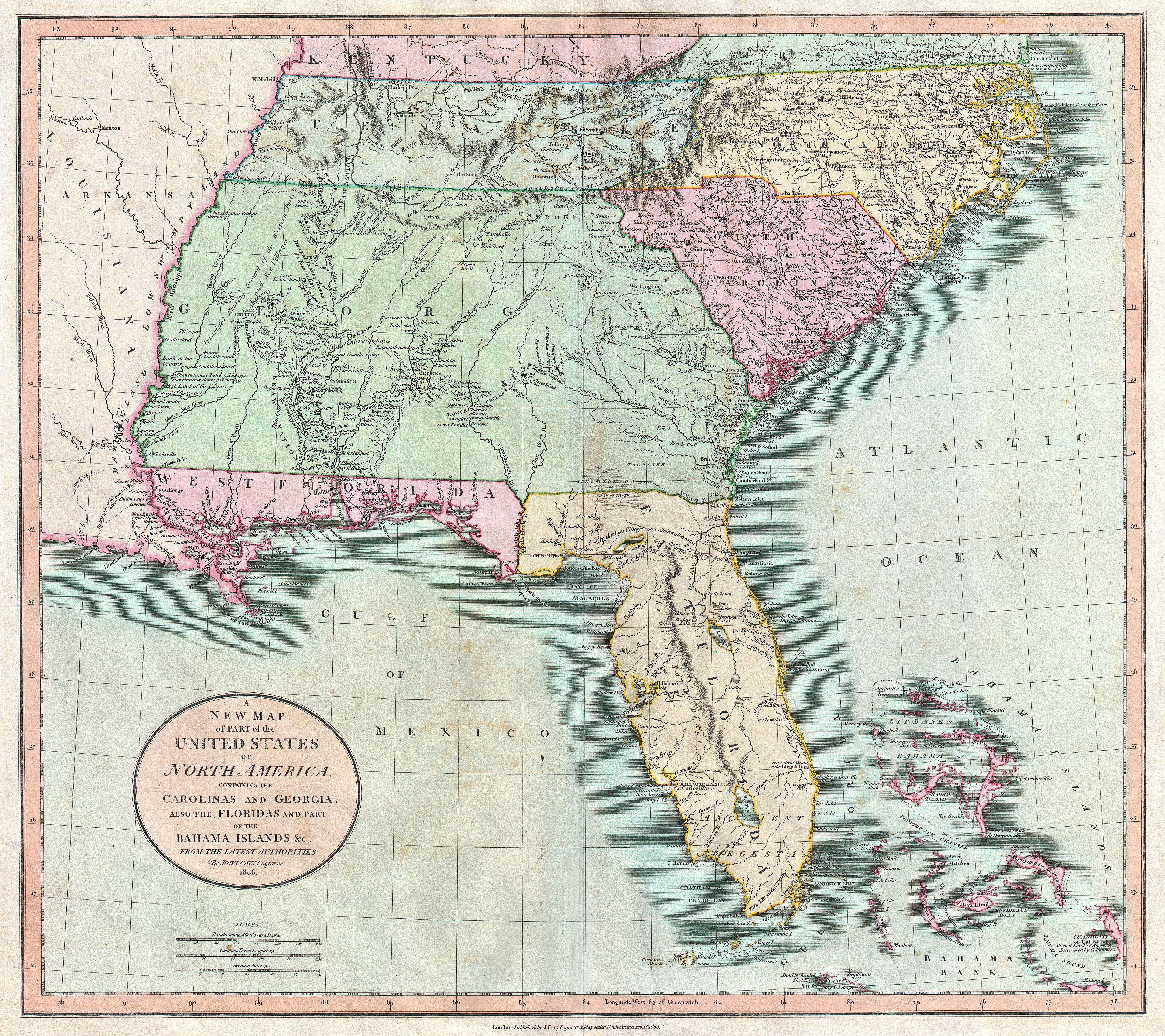 Overview of lands occupied by the Cherokee Nation in the southeastern United States in the early nineteenth century