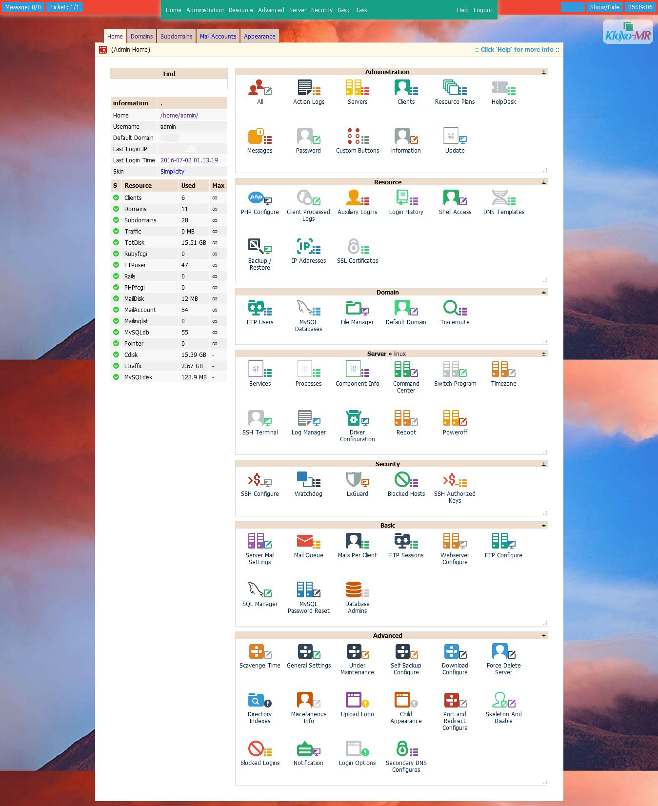 Kloxo-MR Admin Dashboard Page by Xplore Tech Kloxo-MR Admin Dashboard Page by Xplore Tech