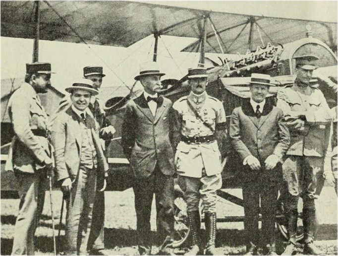 French aviators with American pilots; Henry Woodhouse 2nd from left
