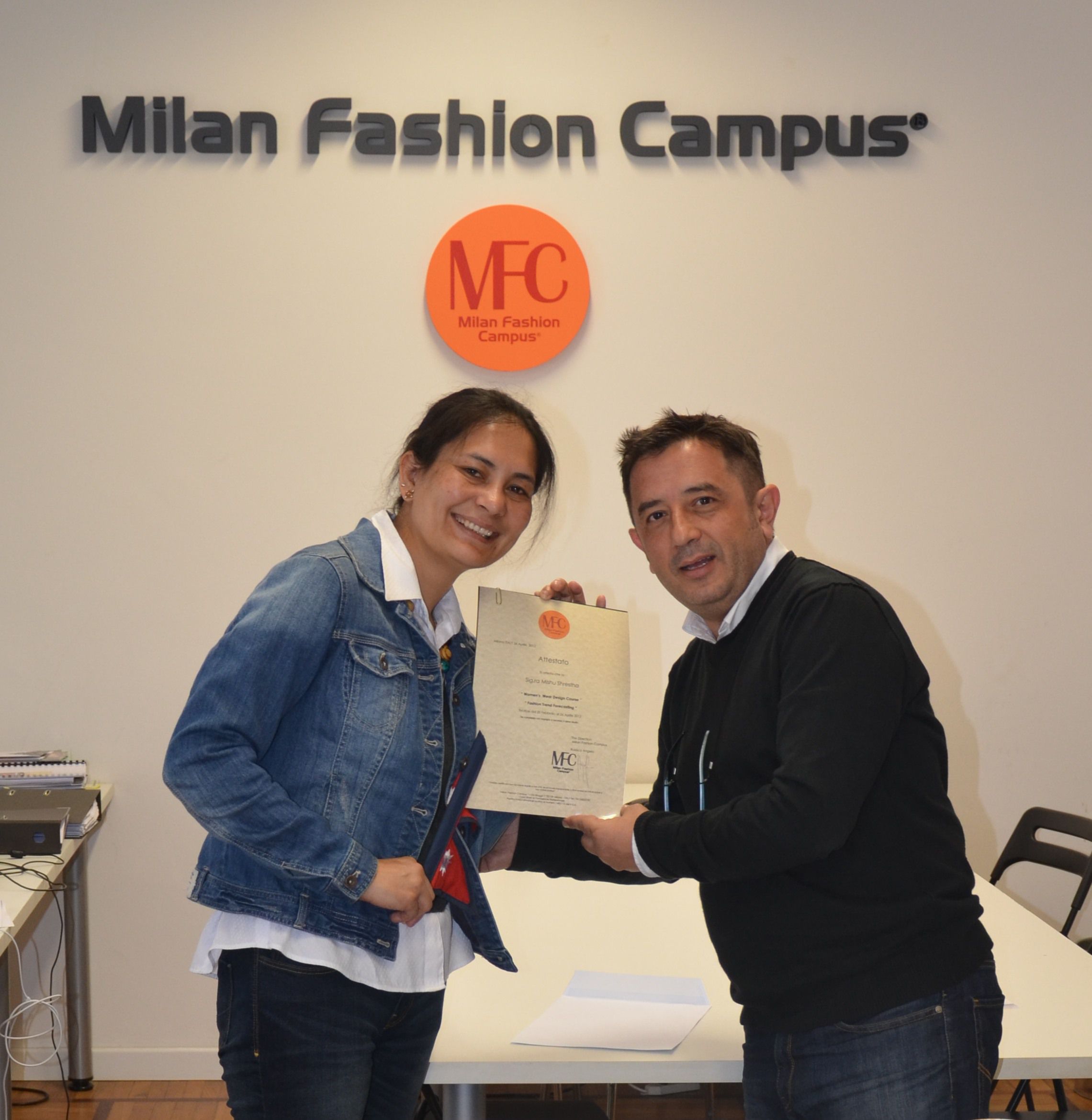MFC's Director Mr. Angelo Russica with Mishu Shrestha