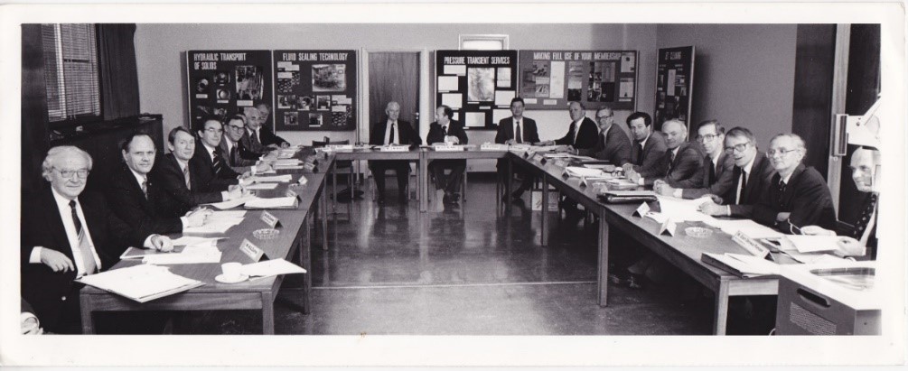 Meeting of BHRA’s Council and Heads of Department in the 1970s; Don Miller is fifth from the right