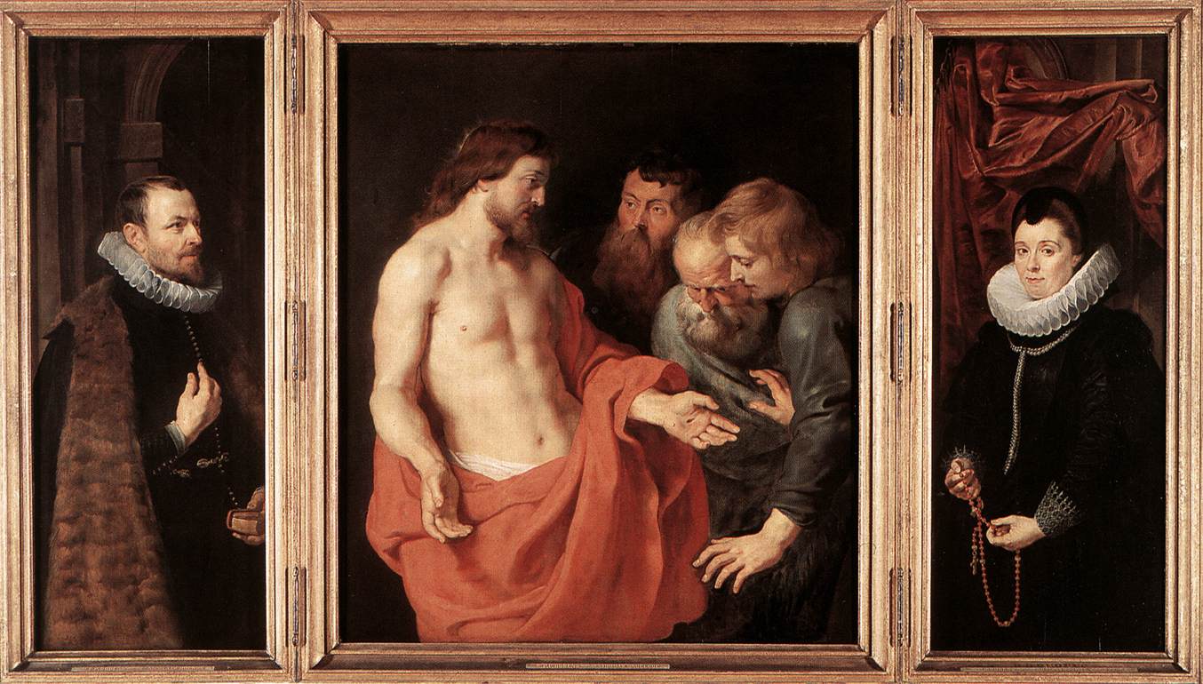 The Incredulity of Saint Thomas depicts Nicolaas II Rockox and his wife. The Incredulity of Saint Thomas depicts Nicolaas II Rockox and his wife.