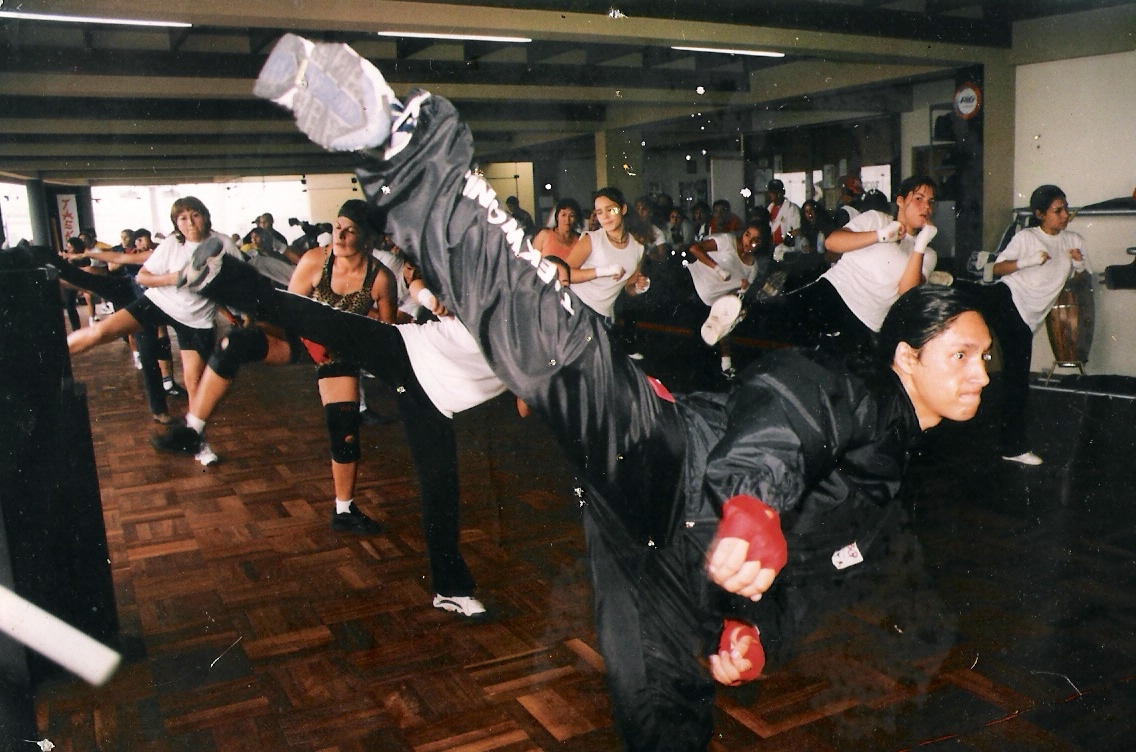 Jean Carlos Gamarra get people fit in a Tae Bo inspired class. Jean Carlos Gamarra get people fit in a Tae Bo inspired class.
