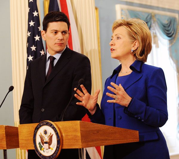 Miliband Clinton|thumb|right|Helena Member David Miliband speaks alongside then U.S. Secretary of State Hillary Clinton.