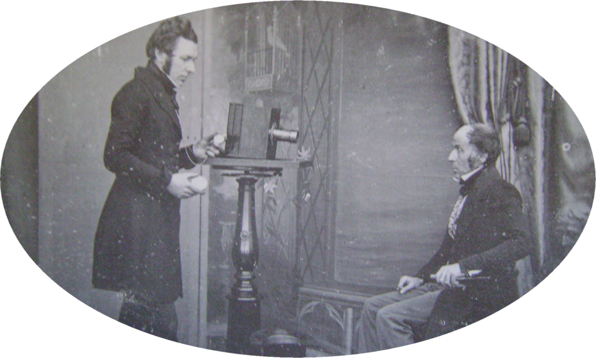 William S. Johnson (John Johnson's father) getting portrait taken at Beard's London studio in the 1840s using Wolcott style mirror camera.