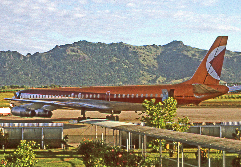 A CP Air DC-8 pictured at Nadi International Airport in 1971. A CP Air DC-8 pictured at Nadi International Airport in 1971.